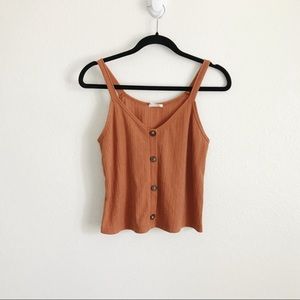 Rust button front tank top